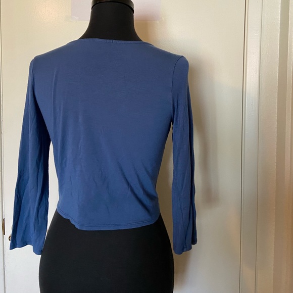 Blue Self Tie Crop Top - Picture 6 of 6